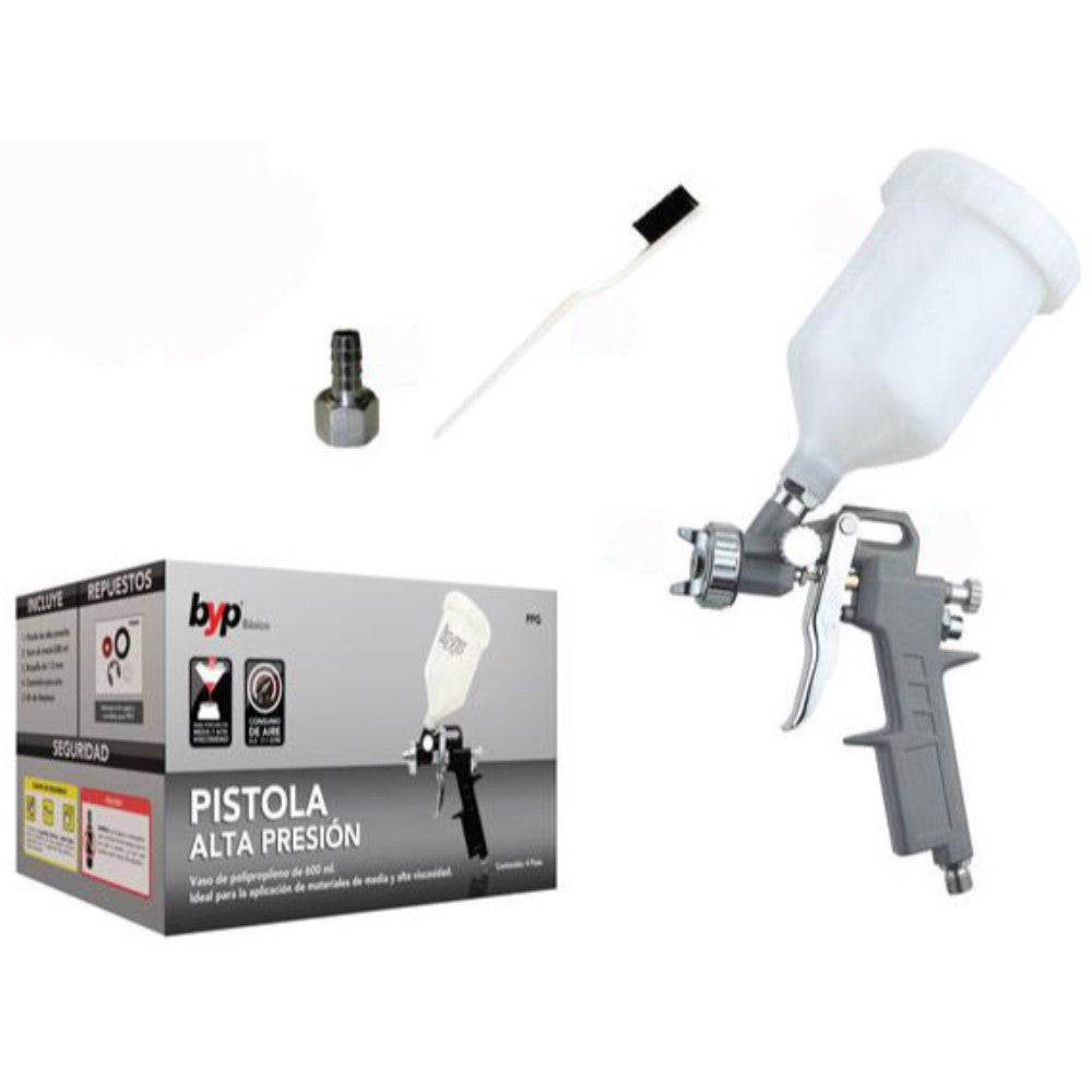 PISTOLA P/PINTAR GRAVEDAD VASO PLAST. ALTA PRESION 90 PSI BYP PPG