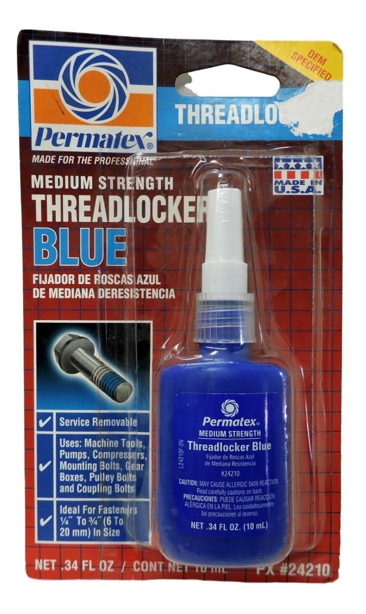 FIJADOR DE ROSCA AZUL 10ml RESISTENCIA MEDIA PERMATEX 24221/24210