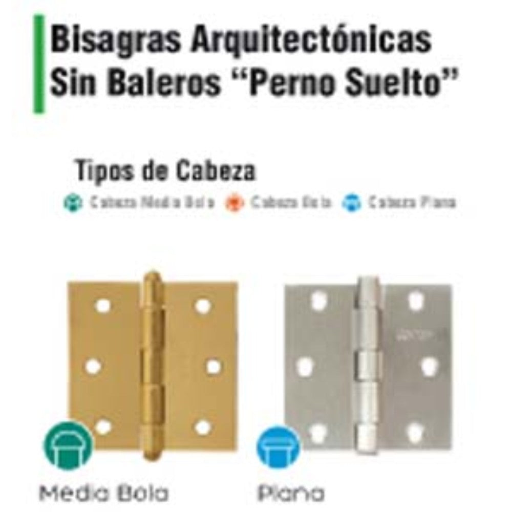 BISAGRA RESIDEN ACERO PUL 3X3 S/B DEXTER 7200