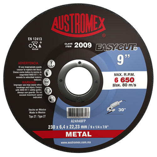 DISCO DESBASTE METAL 9" X 1/4" X 7/8" EASY-CUT 2009