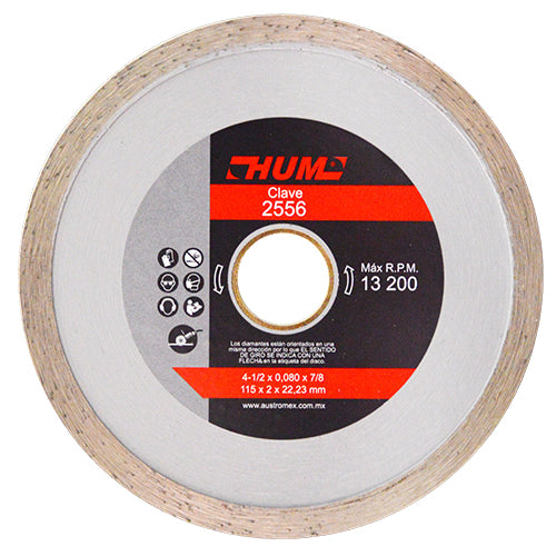 DISCO DIAMANTE RIN CONTINUO 4-1/2 X 7/8 (ECONOMICO) HUM AUSTROMEX 2556