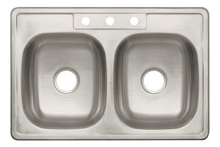 TARJA ACERO INOX DOBLE TINA 83 X 56 X 15cm RUGO 9-DT