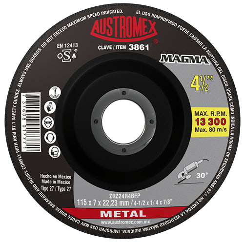 DISCO DESBASTE METAL 4-1/2 X 1/4 X 7/8 MAGMA AUSTROMEX 3861