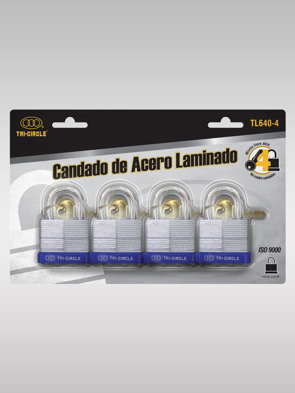 CANDADOS LAMINADOS (JUEGO 4PZ) 40mm TRI-CIRCLE KW TL640-4