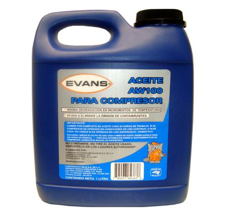 LITRO ACEITE MINERAL AW100 PARA COMPRESOR EVANS RC-AW100-1