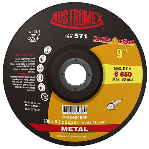 DISCO CORTE METAL 9"X1/8X7/8 KREATOR AUSTROMEX 571