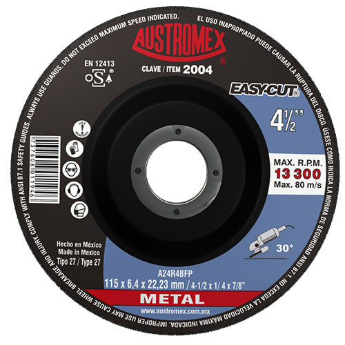 DISCO DESBASTE METAL 4-1/2" X 1/4" X 7/8" EASY-CUT 2004