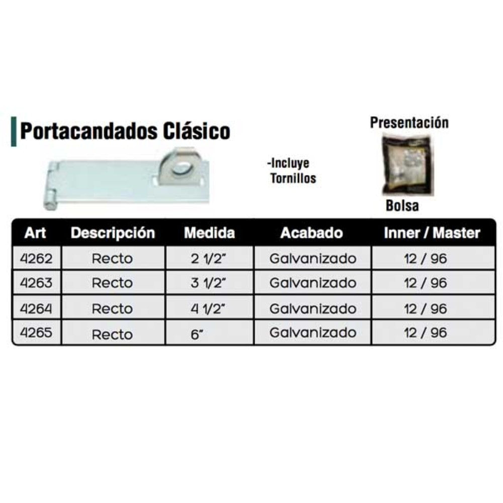 PORTACANDADO GALVANIZADO DEXTER 2-1/2" C/T 4262