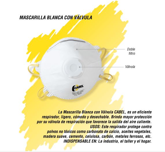 MASCARILLA CABEL BLANCA CON VALVULA