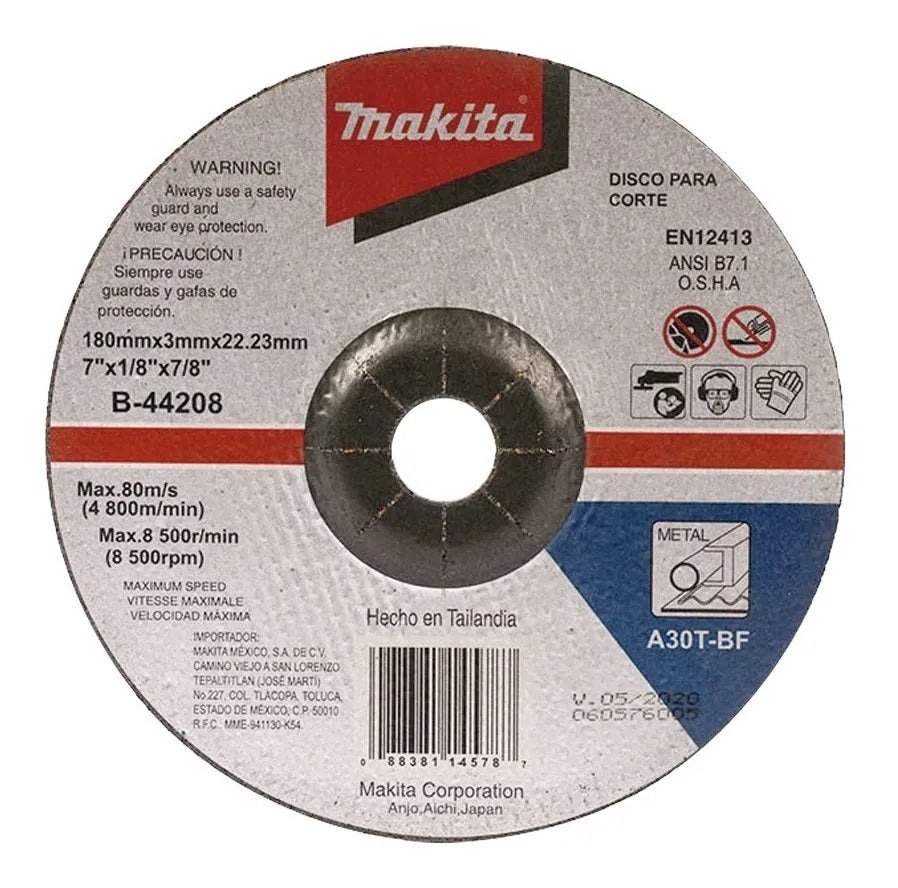 DISCO CORTE METAL 7'' X 1/8 X 7/8 MAKITA A-83618/B44208