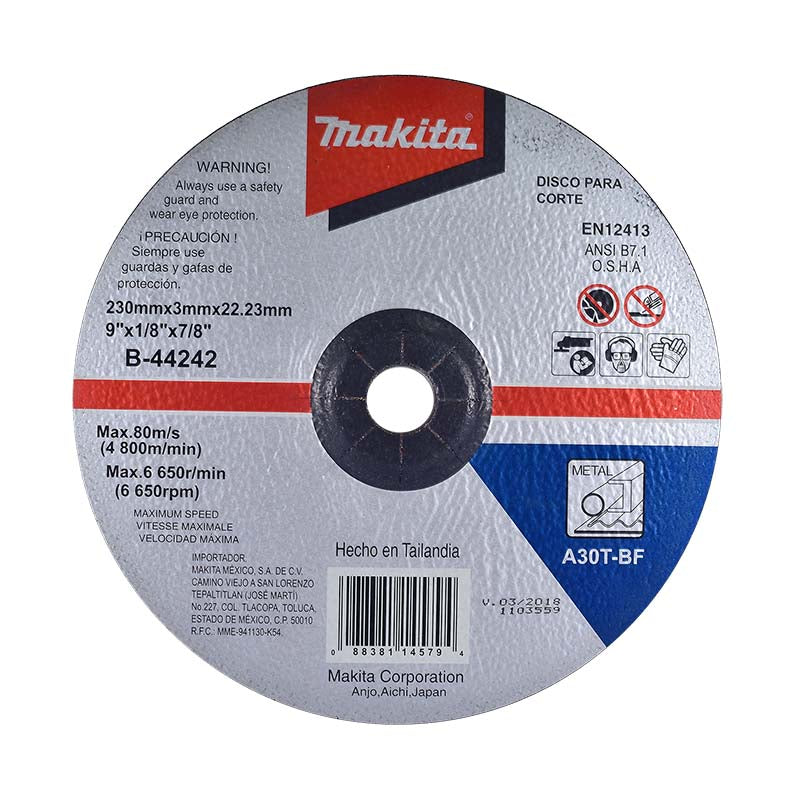 DISCO CORTE METAL 9'' X 1/8 X 7/8 MAKITA A-83624 / B44242