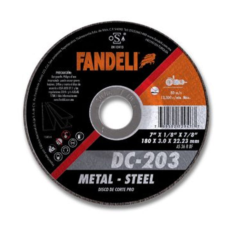 DISCO CORTE (METAL) 7" X 1/8" X 7/8" FANDELI 72947 / DC-203