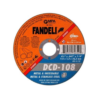 DISCO CORTE ECONOMICO (METAL E INOXIDABLE) 4-1/2" X 3/64 X 7/8" FANDELI 74650 / DCD-108