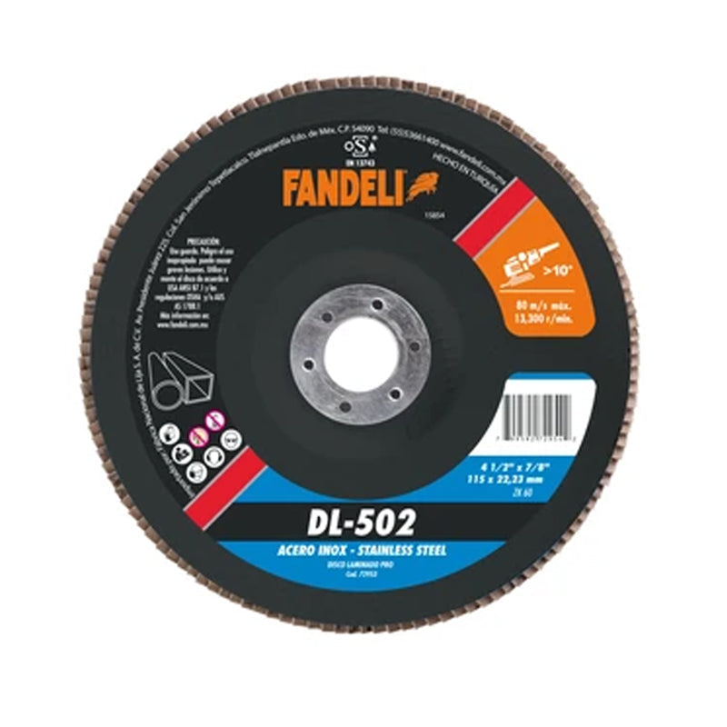 DISCO LAMINADO Z-60 (ACERO INOXIDABLE) 4-1/2" X 7/8" FANDELI 72953 / DL-502