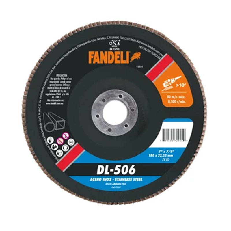 DISCO LAMINADO Z-80 (ACERO INOXIDABLE) 7" X 7/8" FANDELI 72957 / DL-506