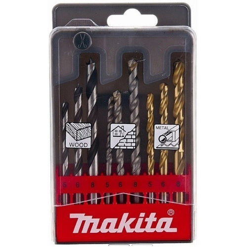 BROCAS (JUEGO 9PZ) PARA MADERA, CONCRETO Y METAL (3/16, 1/4 Y 5/16 C/TIPO) MAKITA D-71984