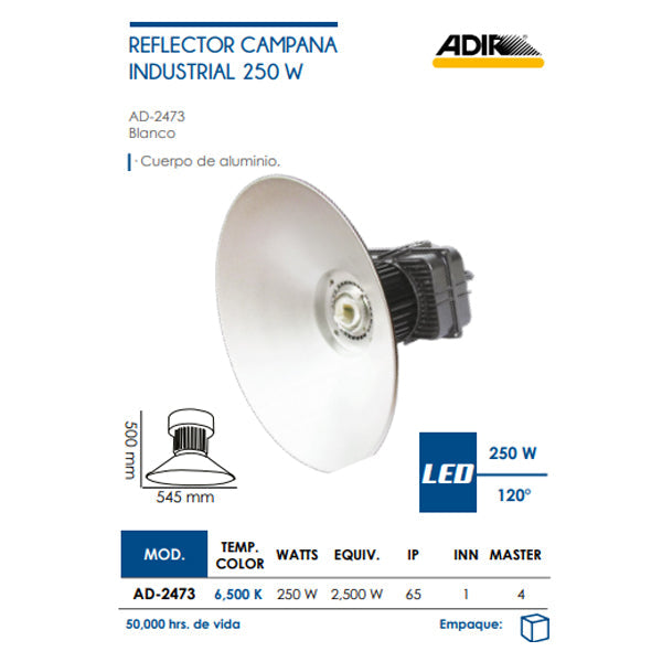 REFLECTOR INDUSTRIAL 250W DE 100-240V ADIR 2473