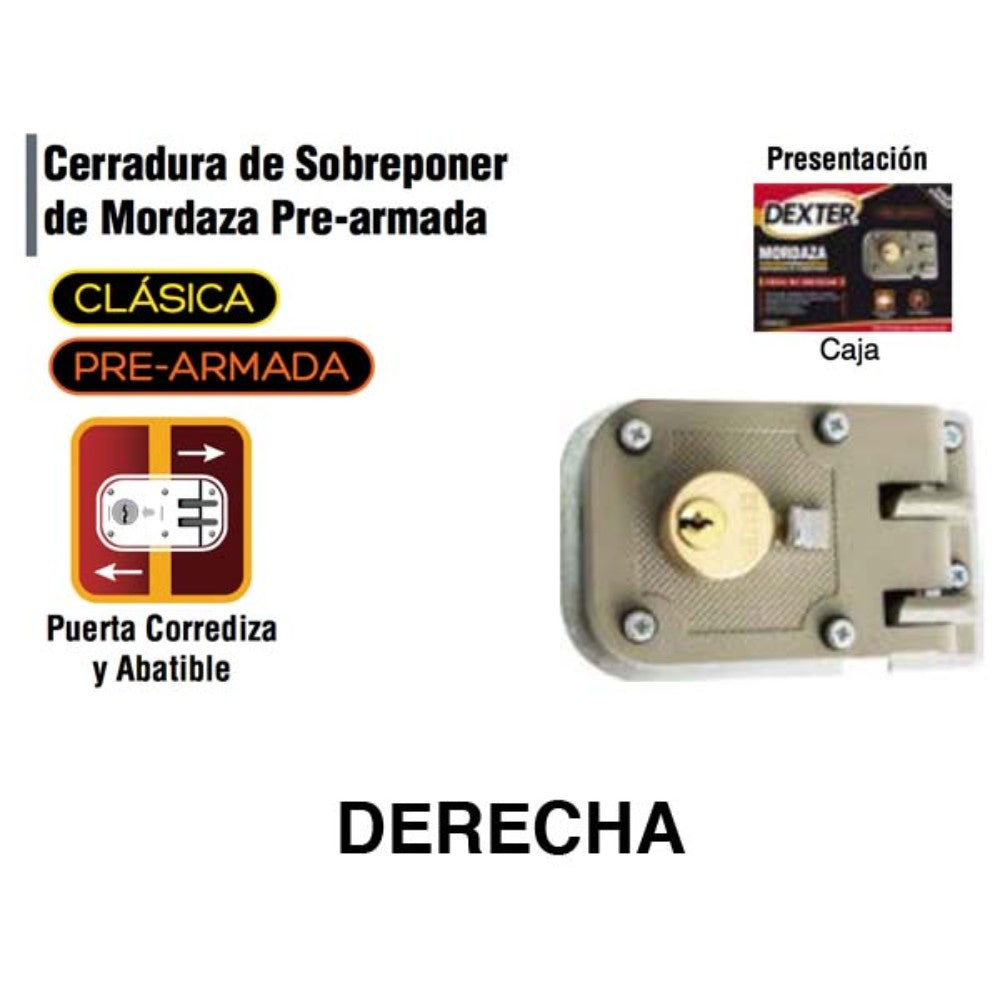 CERRADURA SOBREPONER INSTALAFACIL DER 5 PERNOS PROLOK 12CSP