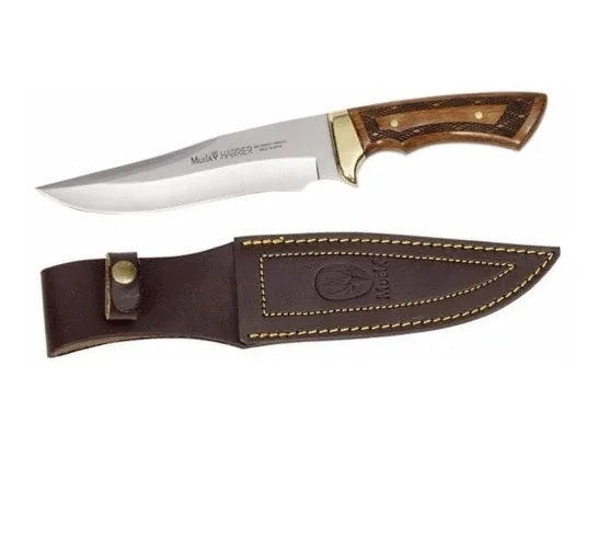 CUCHILLO HARRIER 18cm (278grs) MANGO MADERA FUNDA DE PIEL MUELA 500609