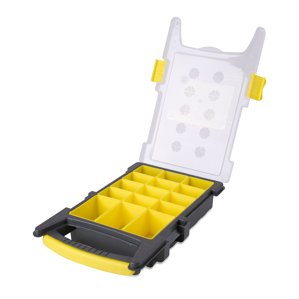 CAJA PARA HERRAMIENTAS ORGANIZADORA PLASTICO 8.5" (15 COMPARTIMENTOS) AMARILLA SURTEK 125010