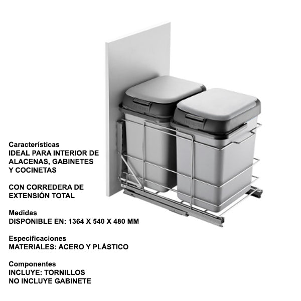 CANASTILLA HH ELITE EXTRAIBLE C/2 CESTOS 480X364X540MM CR