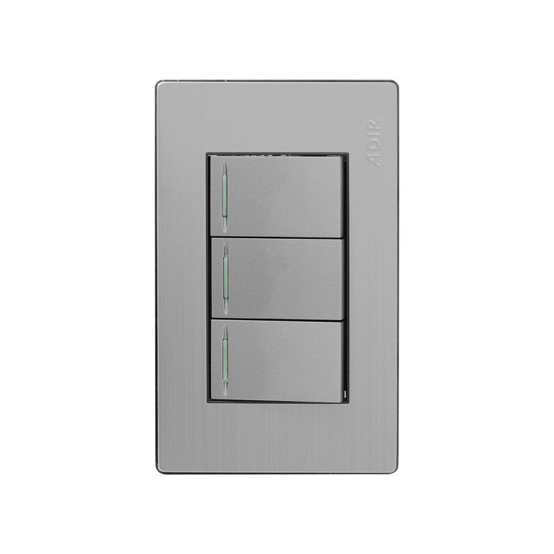 PLACA 3 APAGADORES ACERO INOX MAYORCA ADIR 4672