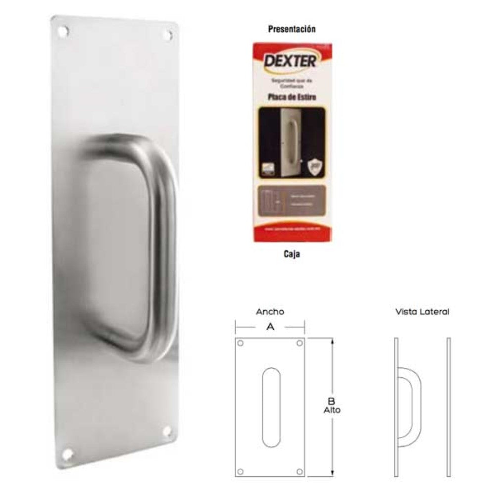 PLACA DEXTER DE ESTIRE ACERO INOX 300x100MM SATIN 2222