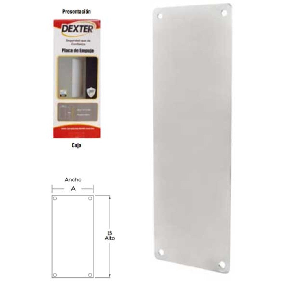 PLACA DEXTER DE EMPUJE ACERO INOX 300x100MM SATIN 2223