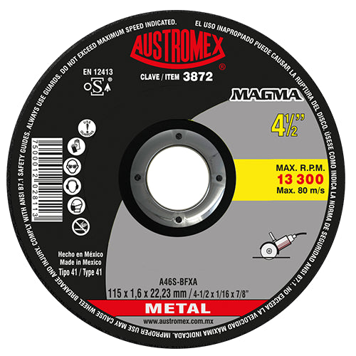 DISCO CORTE METAL 4-1/2 X 1/16 X 7/8" MAGMA AUSTROMEX 3872