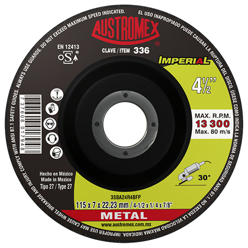 DISCO DESBASTE METAL 4-1/2 X 1/4 X 7/8 IMPERIAL AUSTROMEX 336