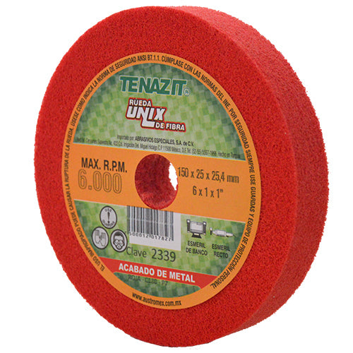 RUEDA UNIX ROJA 6'' X 1'' X 1'' GRADO 180(DESBASTE LIGERO)AUSTROMEX 2339