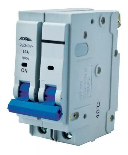 INTERRUPTOR TERMOMAGNETICO "PASTILLA" 2 POLOS ALTO REDIMIENTO 15AMP ADIR 7082